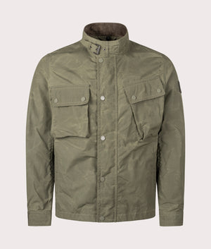 Belstaff Service Racemaster Jacket in Surplus Green at EQVVS. Front shot. 