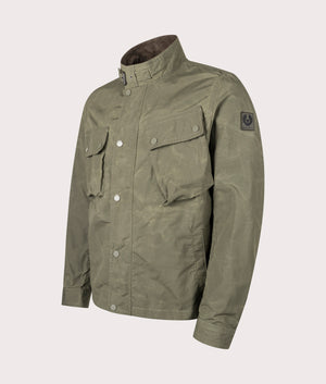 Belstaff Service Racemaster Jacket in Surplus Green at EQVVS. Side shot. 