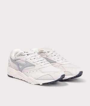 Mizuno Contender Sneakers in Lunar Rock, Utimate Grey and Black. EQVVS Angle shot