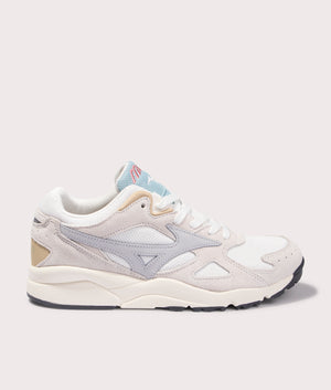 Mizuno Sky Medal Trainers Snow White/Harbor Mist/Sterling Blue. EQVVS Side Shot.