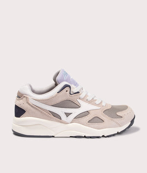 MIzuno Sky Medal Trainers Vintage Khaki/White Sand/Thistle. EQVVS Side Shot.