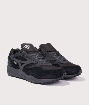 Mizuno Contender Cordura Sneakers in Black and Black Sand. Angle Shot at EQVVS