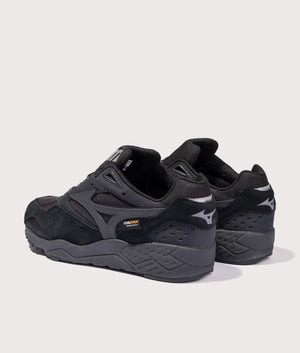 Mizuno Contender Cordura Sneakers in Black and Black Sand. Back Shot at EQVVS