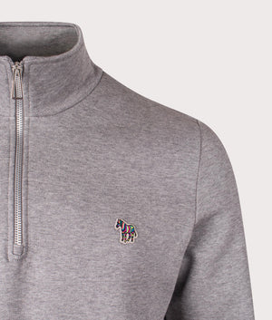 PS Paul Smith Quarter Zip Zebra Sweatshirt in Grey Melange at EQVVS Detail Shot