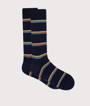 Paul Smith, Signature Block Socks, Navy, Eqvvs Menswear, front shot angle