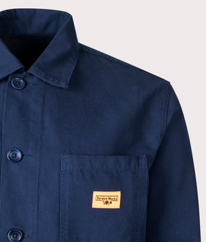 Service Works Canvas Coverall Jacket in Navy Organic Cotton at EQVVS Menswear Detail Shot