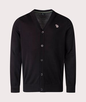 Paul Smith, Button Down Zebra Badge Cardigan, black, Eqvvs Menswear, front shot angle
