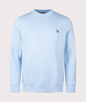 Zebra Sweatshirt in Light Blue by PS Paul Smith. EQVVS Front Angle Shot.