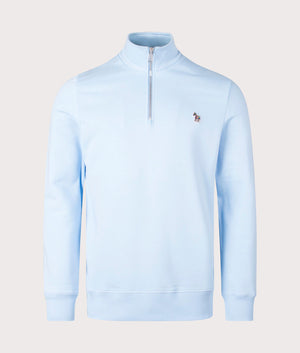 PS Paul Smith Long Sleeve Quarter Zip Zebra Sweatshirt in Light Blue for men at EQVVS Front Shot