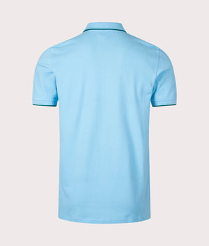 Zebra Badge Polo Shirt in Light Blue by PS Paul Smith. EQVVS Back Angle Shot.