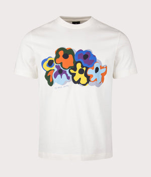 PS Paul Smith Floral Motif T-Shirt in Off White. 100% organic cotton. EQVVS Menswear Front Shot.