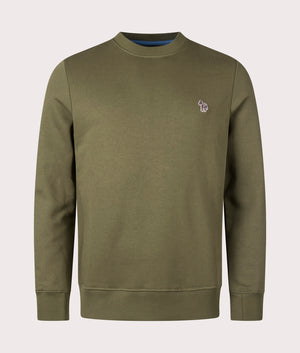 Zebra Sweatshirt in Olive Green by PS Paul Smith. EQVVS Front Angle Shot.