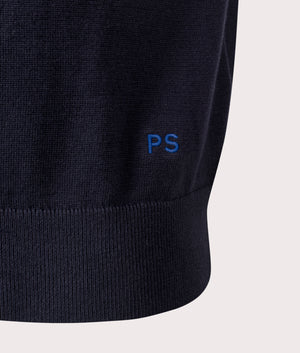 PS Paul Smith SS Polo Knitwear in Navy. EQVVS Detail Shot.