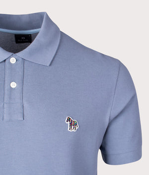 Zebra Polo Shirt in Greyish Blue by PS Paul Smith. EQVVS Shot.