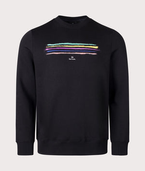 PS Paul Smith Zebra Sweatshirt in Black with Multicolour Spray Paint Lines at EQVVS Front Shot 