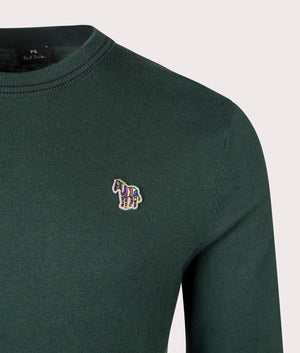 Zebra Badge Sweatshirt in Bottle Green by PS Paul Smith. EQVVS Shot.