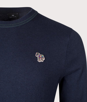 Zebra Badge Sweatshirt in Very Dark Navy by PS Paul Smith. EQVVS Shot