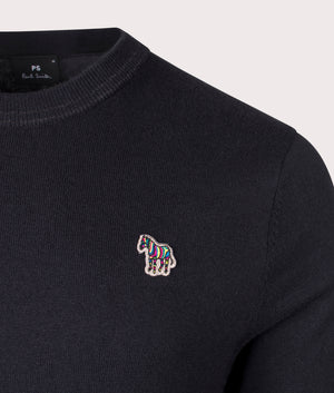 Zebra Badge Sweatshirt in Black by Paul Smith. EQVVS Shot.