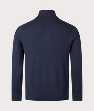 PS Paul Smith Zebra Badge Quarter Zip Sweatshirt for men in Very Dark Navy Blue at EQVVS Back Shot