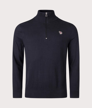 Zebra Badge Quarter Zip Sweatshirt in Black by PS Paul Smith. EQVVS Shot.