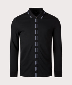 PS Paul Smith Long Sleeve Zip Shirt in Black with Grey Features. At EQVVS Menswear Front Detail Shot