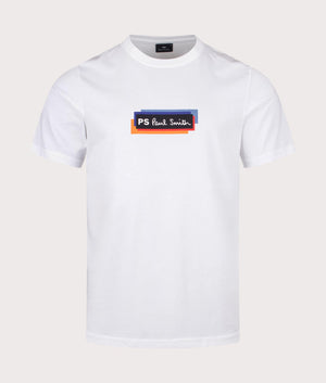 PS Paul Smith T-Shirt in White with Colour-Block Chest Branding, for men, at EQVVS Front Shot