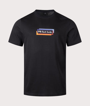 PS Paul Smith T-Shirt in Black with Colour-Block Chest Branding, for men, at EQVVS Front Shot