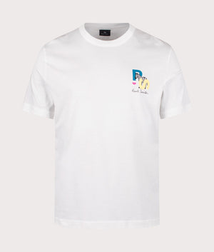 PS Paul Smith PS Zebra T-Shirt in White with Multicolour Chest Graphic Brand at EQVVS Front Shot