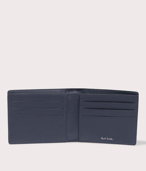 Paul Smith, Wallet Billfold, Navy, Eqvvs Menswear, open shot angle