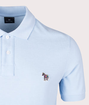 Zebra Polo Shirt in Light Blue by PS Paul Smith. EQVVS Detail Shot.