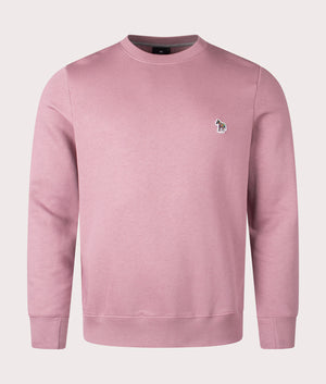 Organic Cotton Zebra Sweatshirt in Mauve by PS Paul Smith at EQVVS. Front Angle Shot. 