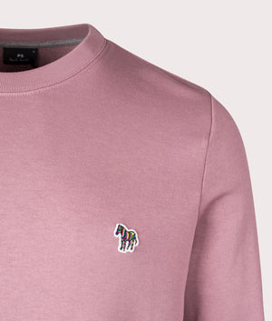 Organic Cotton Zebra Sweatshirt in Mauve by PS Paul Smith at EQVVS. Detail Shot.