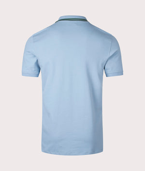 Zebra Emblem Polo Shirt in Light Blue by PS Paul Smith at EQVVS. Back Angle Shot.