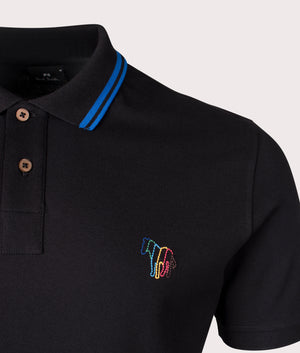 Paul Smith, Zebra Emblem Polo Shirt, black, Eqvvs Menswear, detailed shot angle