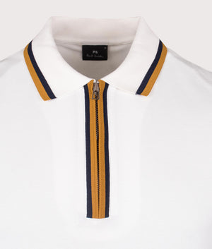 Paul Smith, Quarter Zip Polo Shirt, Off white, Eqvvs Menswear, detailed shot angle
