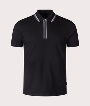 Paul Smith, Quarter Zip Polo Shirt, black, Eqvvs Menswear, front shot angle