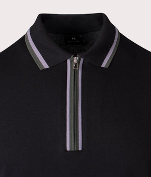 Paul Smith, Quarter Zip Polo Shirt, black, Eqvvs Menswear, detailed shot angle