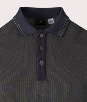 Polo Shirt in Very Dark Navy by PS Paul Smith at EQVVS. Detail Shot.