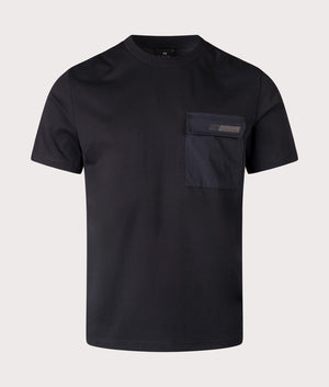 Short Sleeve Pocket Shirt in Black by PS Paul Smith at EQVVS. Front Angle Shot.