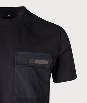 Short Sleeve Pocket Shirt in Black by PS Paul Smith at EQVVS. Detail Shot. 