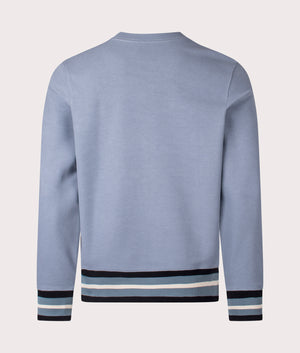 Contrast Rib Sweatshirt in Blue by PS Paul Smith at EQVVS. Back Detail Shot.