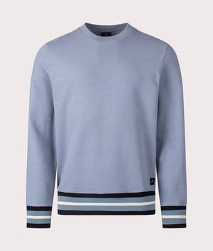 Contrast Rib Sweatshirt in Blue by PS Paul Smith at EQVVS. Front Angle Shot.