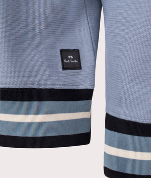 Contrast Rib Sweatshirt in Blue by PS Paul Smith at EQVVS. Detail Shot.