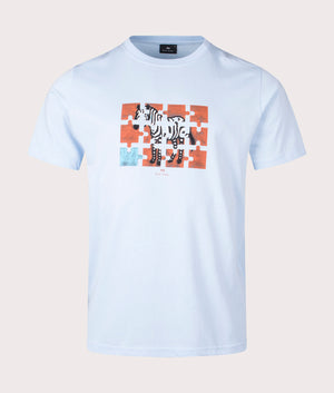 Paul Smith, Zebra Jigsaw T-Shirt, light blue, Eqvvs Menswear, front shot angle
