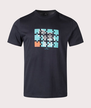 Paul Smith, Zebra Jigsaw T-Shirt, dark navy, Eqvvs Menswear, front shot angle
