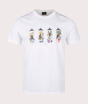 Paul Smith, Animal 'Spray Cans' Print T-Shirt, white, Eqvvs Menswear, front shot angle
