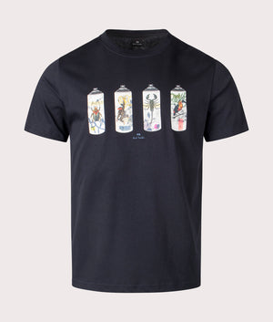 Paul Smith, Animal 'Spray Cans' Print T-Shirt, dark navy, Eqvvs Menswear, front shot angle
