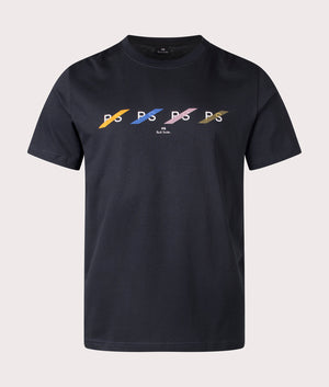 
Paul Smith, Multi Row 'P' Print T-Shirt, dark navy, Eqvvs Menswear, front shot angle
