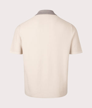 PS Paul Smith Zebra Badge Sweater Polo Shirt in Ice White/Beige. EQVVS Back Shot.