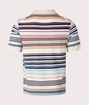 PS Paul Smith Striped Knit Polo Shirt in Ice White. Shot at EQVVS. Back shot. 